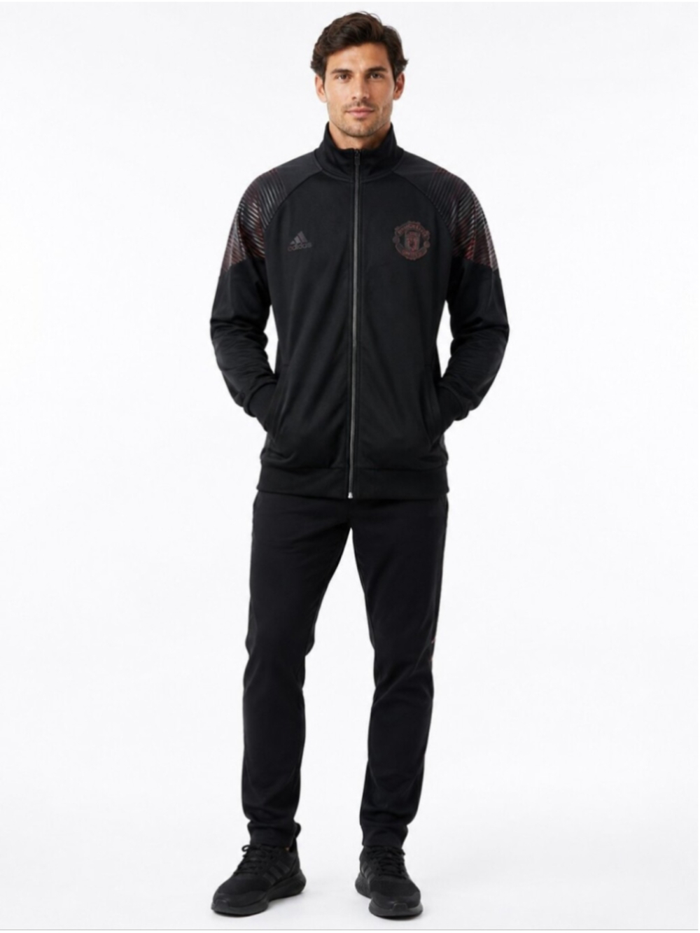 Adidas Manchester United Men’s XL Black Red Full Zip Soccer Track Jacket
